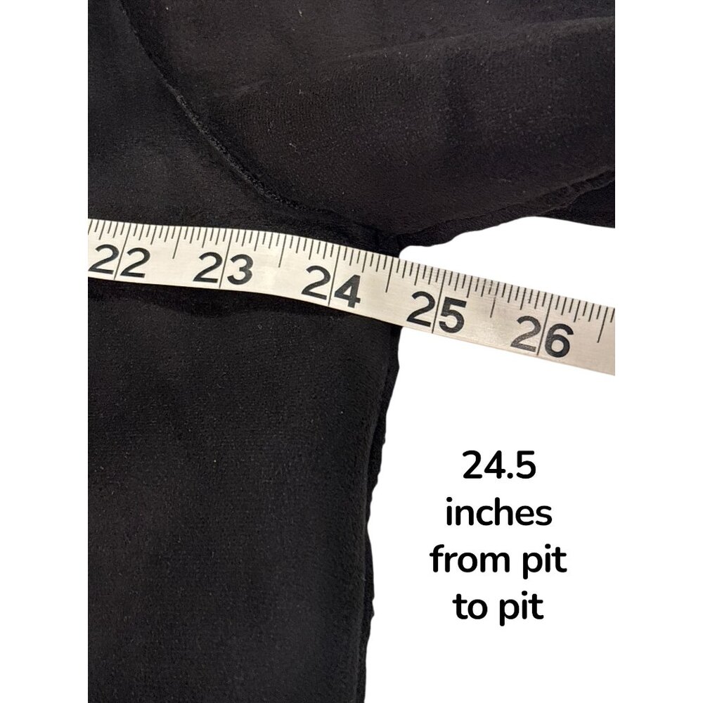 Cortefiel Black Faux Shearling Coat Women’s XL Open Front Cozy Minimalist Jacket - Picture 10 of 11